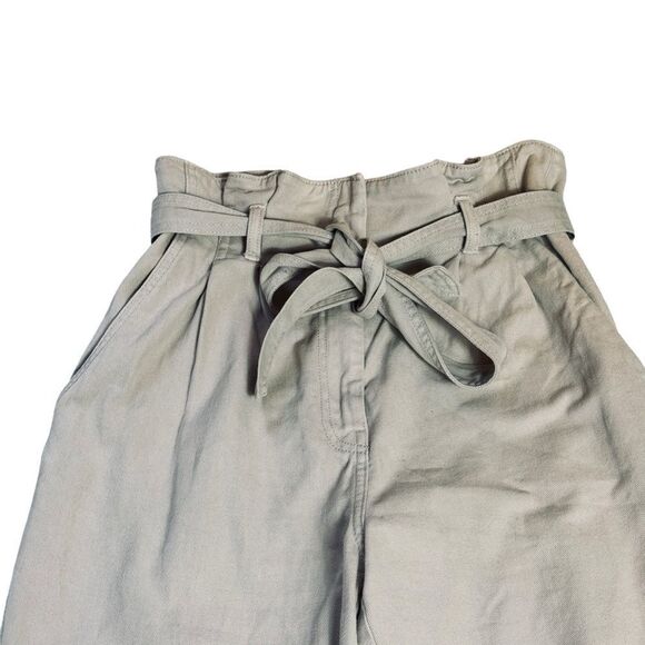 H&M. High-waisted Twill Paper-bag Khaki Pants. Size 6. - Picture 5 of 9